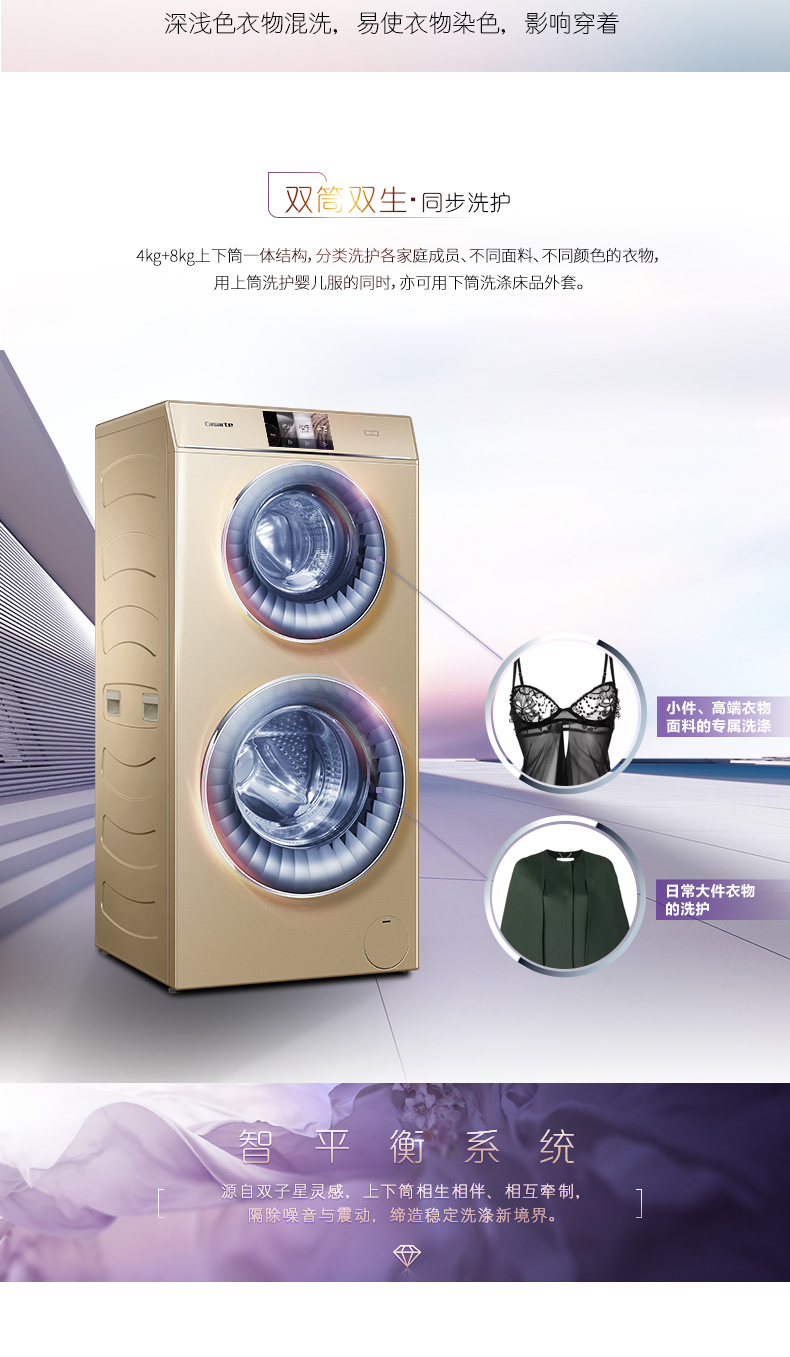 casarte卡萨帝c8hu12g112公斤双子云裳滚筒纤维级洗护一体机